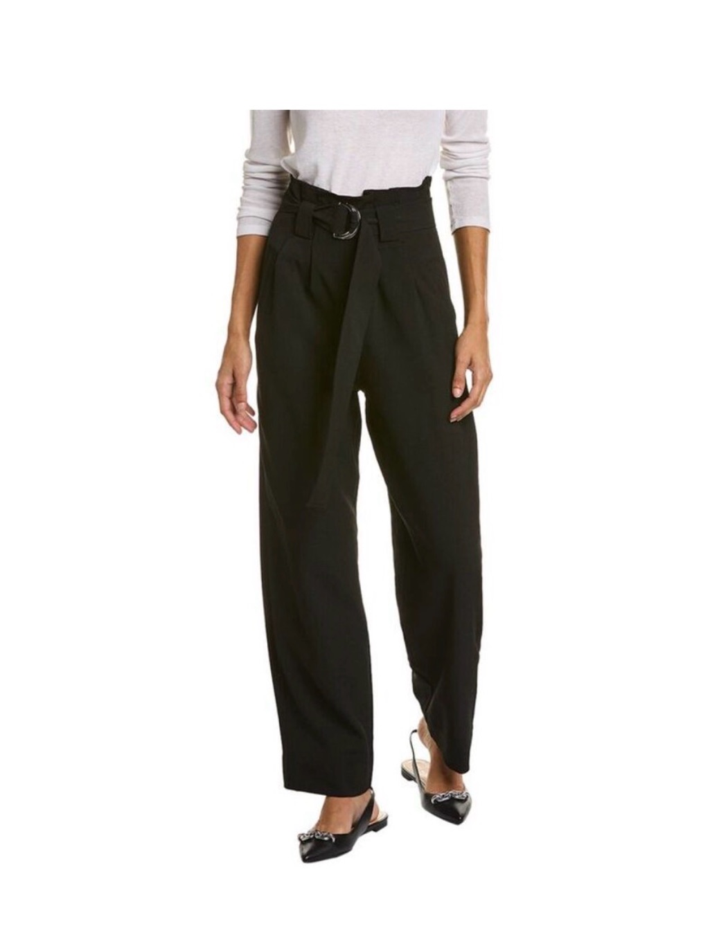 Ganni Paperbag Crepe Pant In Black Size 38 (6)